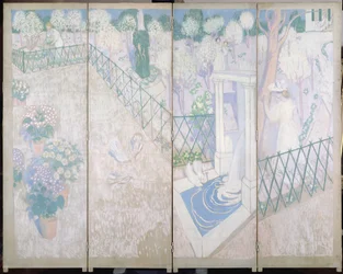 Skærm med duer, ca. 1896